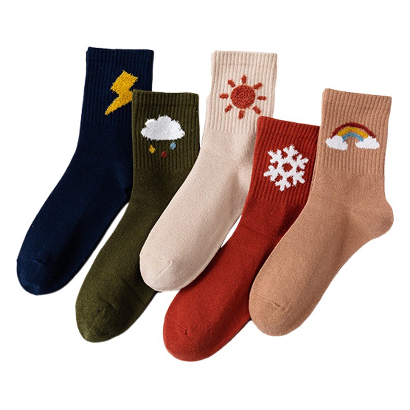 2021 Weather Socks for Women Korean Style Cartoon Ins Trendy Socks Japanese Style Harajuku Style Sports Socks Academy Style