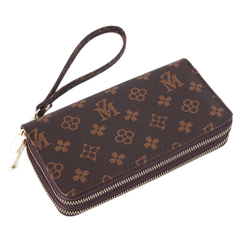 Long Wallet Women's New 2025 European and American Popular Large Capacity Double Zipper Mobile Phone Bag Printed Letter Clutch Bag