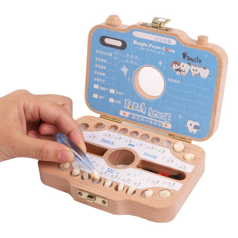 Wooden Children's Camera Deciduous Tooth Storage Box Baby Tooth Tooth House Storage Box Fetal Hair Collection Storage Box Wholesale