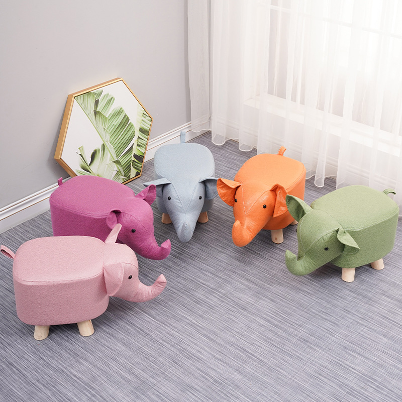Picture of Elephant Stool children's animal stool solid wood shoe changing stool creative small stool home living room cartoon cute low stool