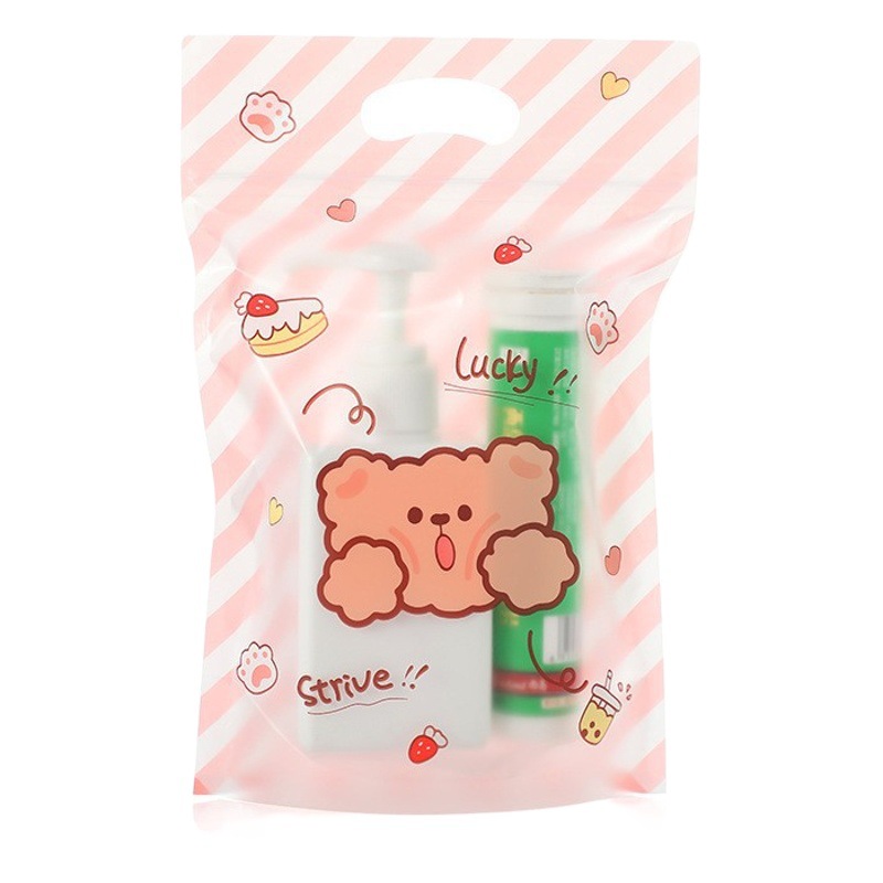Candy packaging bag cute cartoon snack bag self-sealing bag food biscuit thickened translucent self-standing bag wholesale