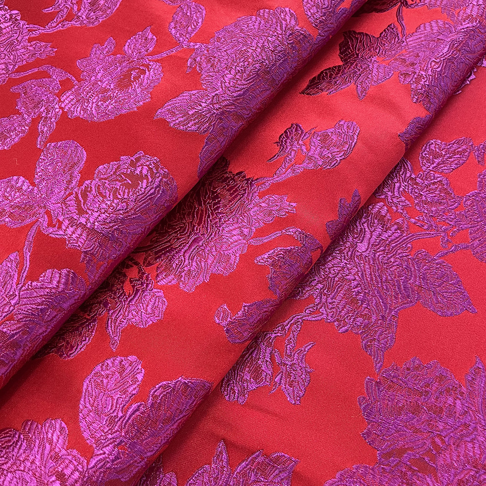 Picture of Brocade 150 rose new Chinese style cheongsam vest fabric wedding festive jacquard fabric wholesale