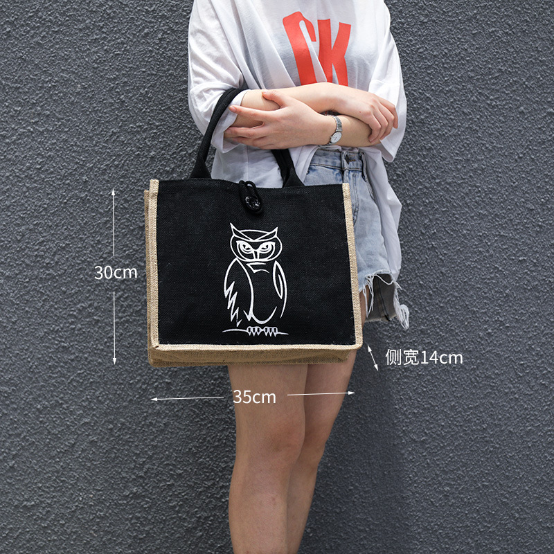 Picture of Foreign trade retro jute handbag can be printed LOGO advertising shopping environmental protection large capacity fashion handbag