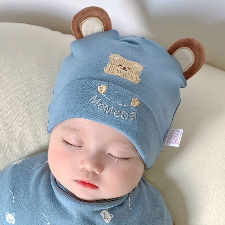 Picture of Katu Bear Infant Hat Spring & Fall 3-6-12 Months Male and Female Baby Pullover Hat Cotton 100-Day Sleeping Hat