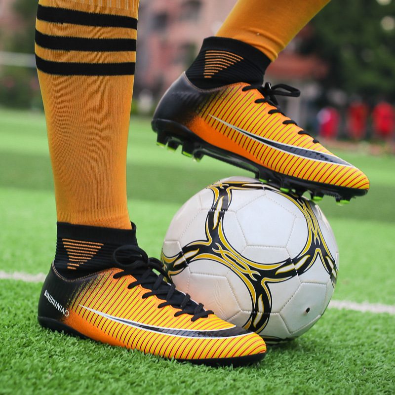 High-top broken nail football shoes for men and women broken nail flat grass adult training shoes student sneakers a generation of hair