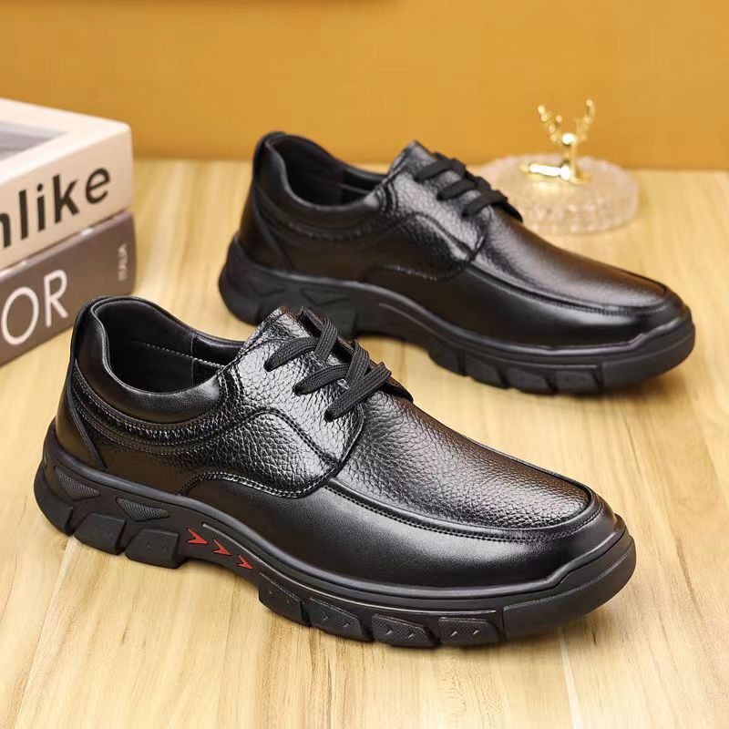 Leather shoes men's spring and autumn business casual leather shoes fashion breathable British casual shoes lace men's shoes a generation of hair