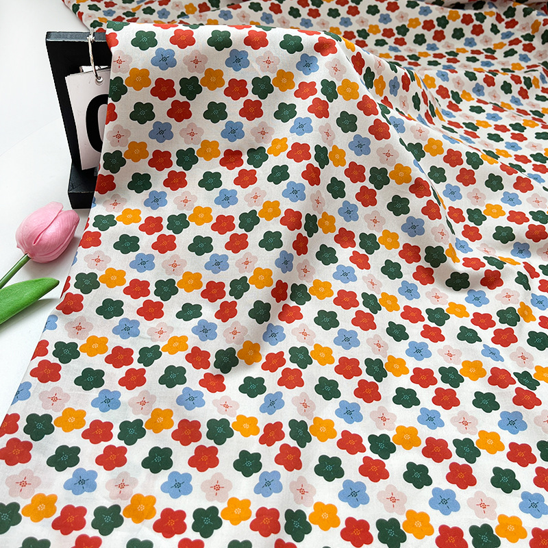 Multi-colored floral cotton 60-count poplin digital printed fabric clothing women's dress shirt short skirt fabric