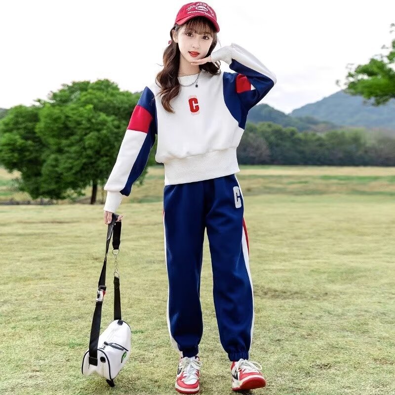 Picture of Girls' suit 2024 new spring and autumn Western style sports Children's Online Red fried street two-piece set Wholesale