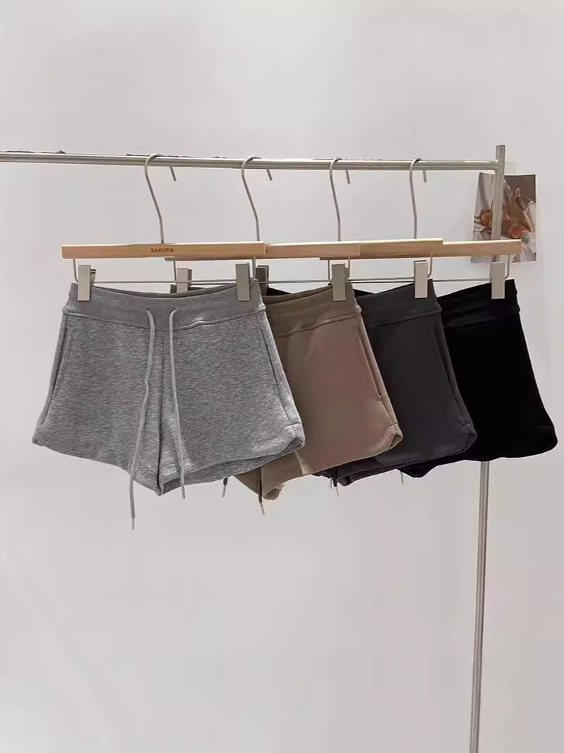 Casual Pants Women's 2024 New Autumn All-match Sports Shorts Loose Slimming Straight Hot Pants with Split Lace-up Pants