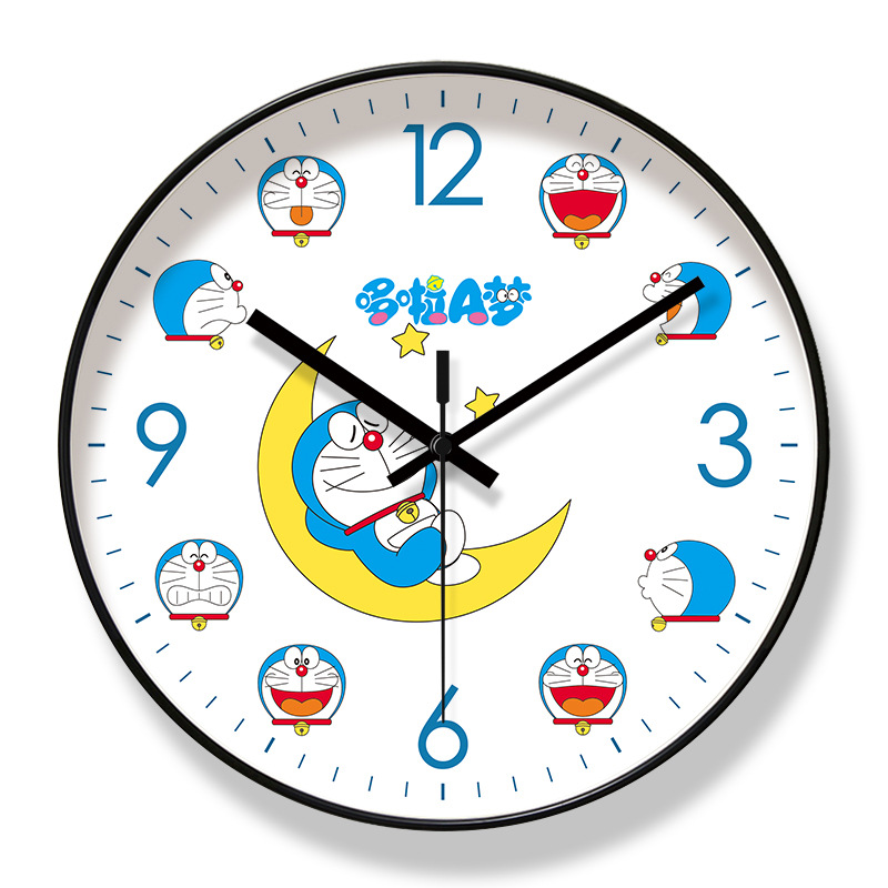 Picture of Ipura 6821 Children's Cute Fresh Wall Clock Living Room Clock Doraemon Early Education Clock Mute Seconds Sweeping Quartz Clock