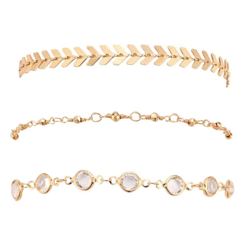Cross-border style beach series holiday style fish bone chain drill bead chain anklet women's jewelry wholesale Middle East New
