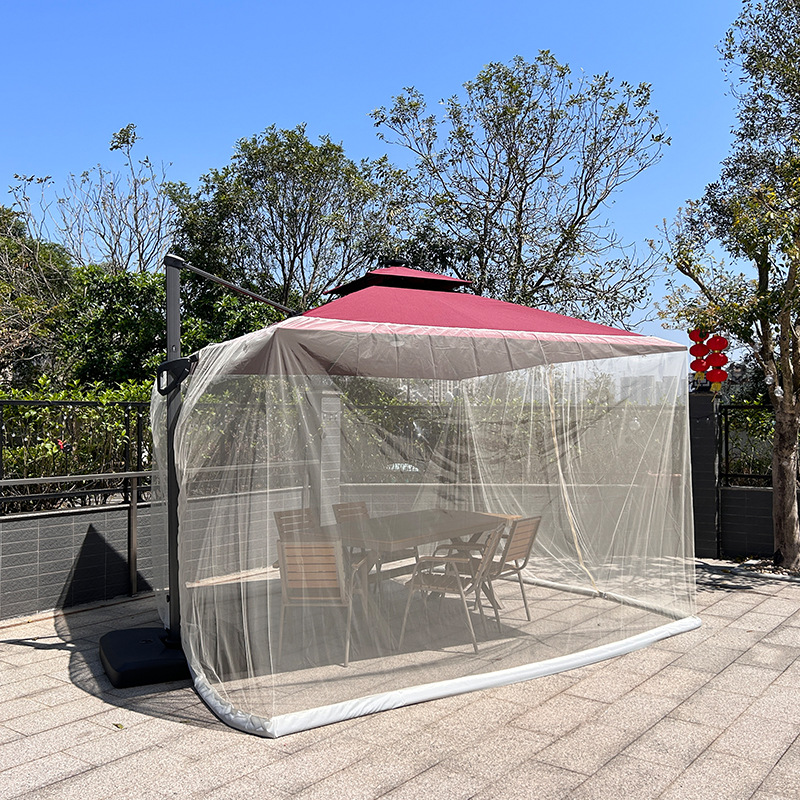 Picture of Outdoor courtyard parasol anti-mosquito net bottom water pipe weighted windproof purse seine anti-mosquito Roman umbrella mosquito net