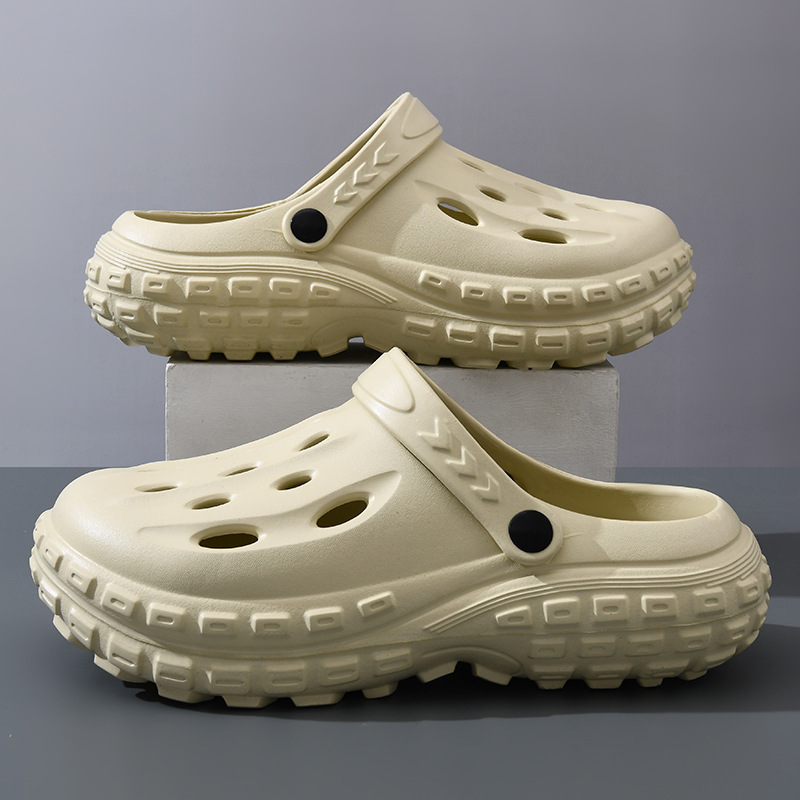 New Hole Shoes Men's Non-Slip Deodorant Breathable Summer Slippers Wear-Resistant Thick Bottom Couple's Beach Outwear Slippers