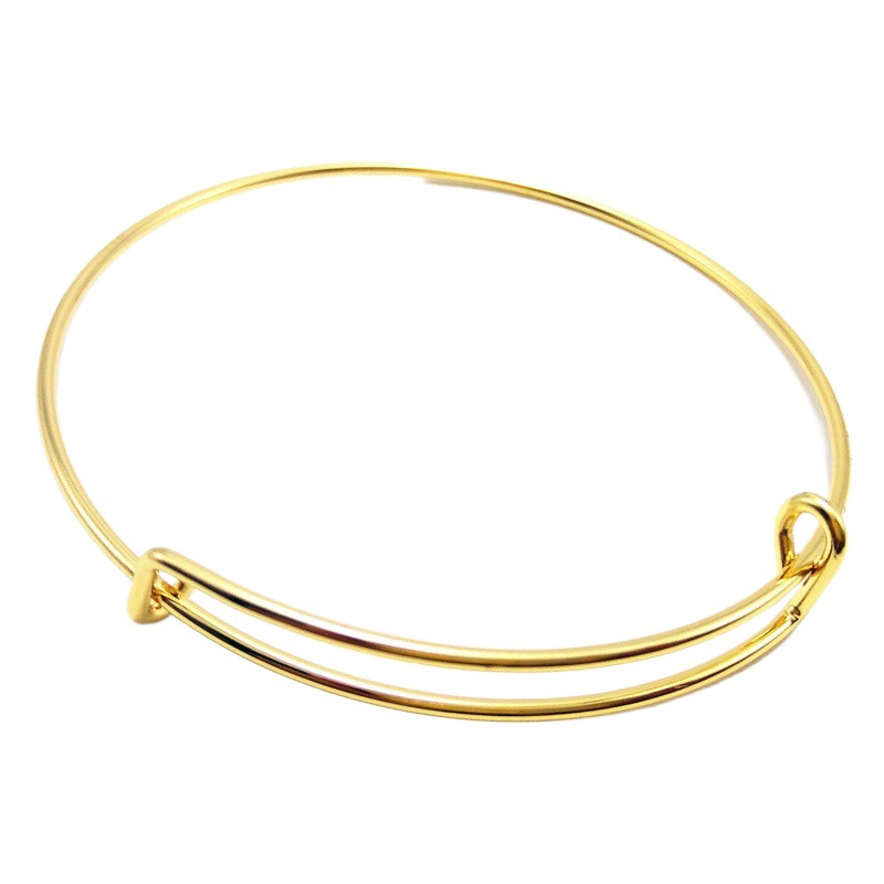 Direct Supply from Manufacturer: European and American Style Adjustable DIY Push-Pull Bracelets for Women, Gold-Plated Steel Wire Trendy Popular Jewelry