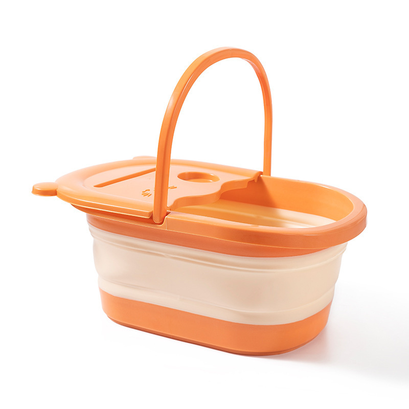 Picture of Foldable Foot Bath Bucket, Foot Bath Basin That Reaches the Calves, Plastic Foot Wash Basin, Foot Care Basin with Lid, Smart and Storable