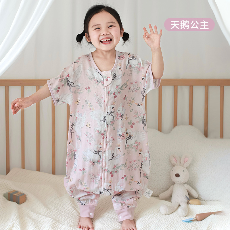 Picture of Cartoon Bamboo Cotton Gauze Sleeping Bag Baby Class a Summer Newborn Children's Home Clothes Baby Anti-Kick Quilt Breathable and Lightweight