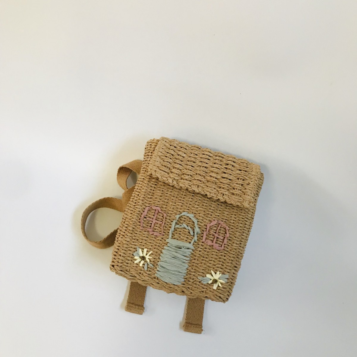 Picture of Children's Backpack Girl's Straw Bag Student's Bag New Children's Bag Cute Small House Woven Backpack Mini