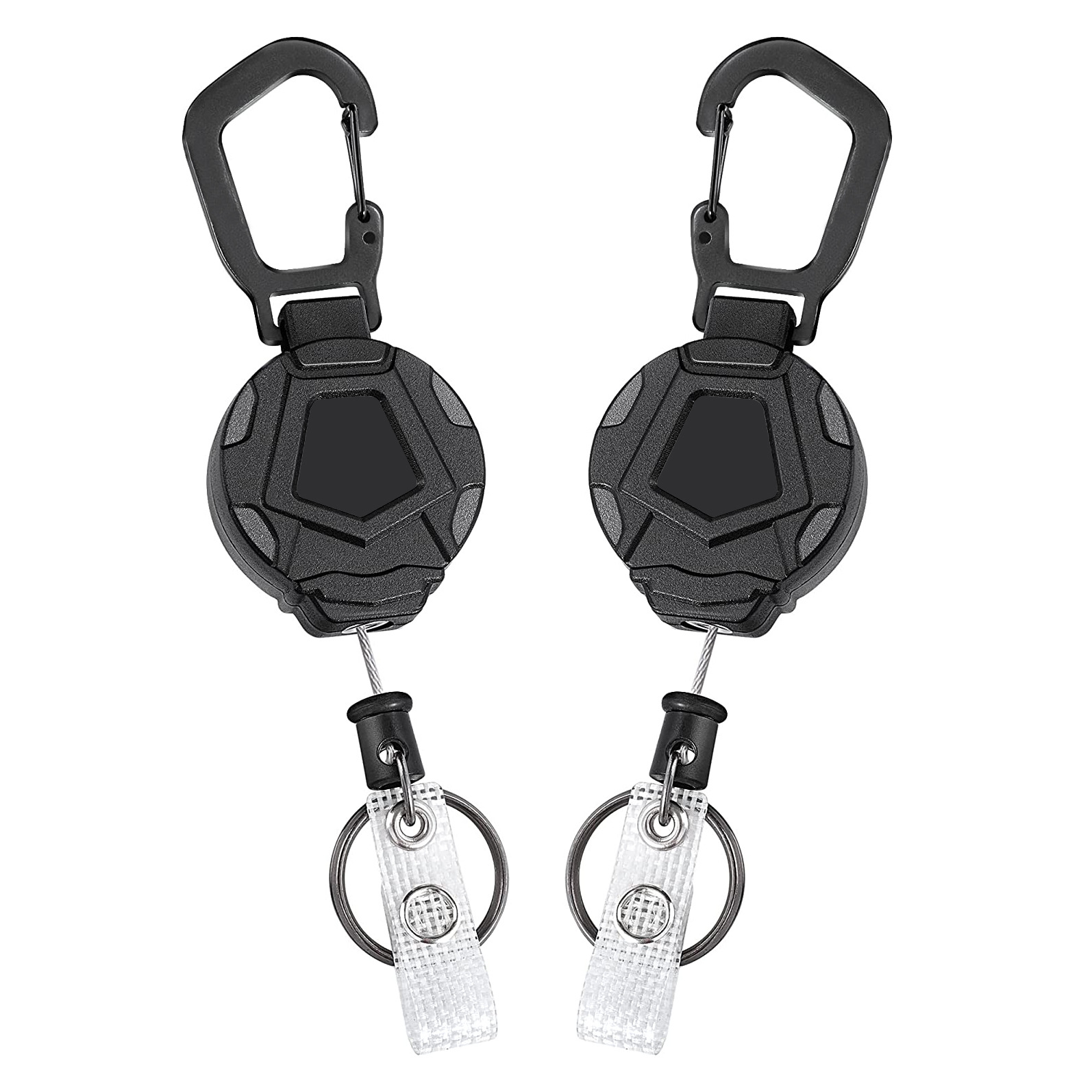 Black Round Outdoor Mountaineering Easy-Pull Buckle Wire Rope Anti-Lost and Anti-Theft Key Pendant Draft Elastic Telescopic Keychain