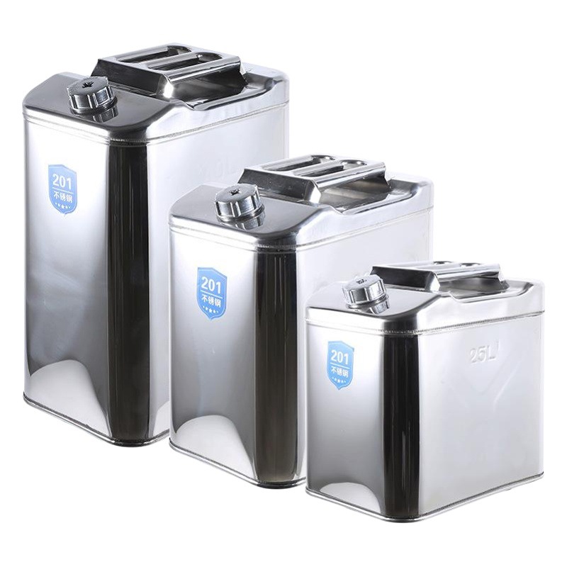 Thickened 201 Stainless Steel Gasoline Barrel 40L30L20L10 Liter Diesel Pot Refueling Barrel Motorcycle Spare Fuel Tank