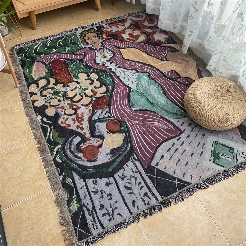Picture of Cross-border World Famous Painting Line Blanket Casual Decorative Sofa Towel Blanket Tapery Carpet Bed End Blanket Table Top Decorative Cover Cloth