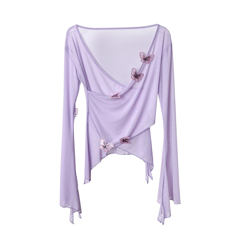 Picture of Classical Dance Costume Butterfly Mesh Body Rhyme Gauze Costume Chinese Dance Folk Dance Practice Costume Art Test Body Jacket Women