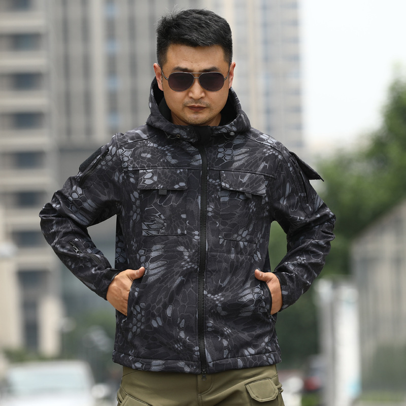 Picture of Cross-border men's autumn and winter TAD shark skin soft shell assault clothing camouflage winter clothing sports outdoor tactical fleece clothing