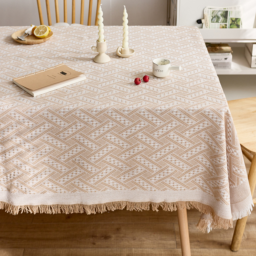 Cotton Tassel Tablecloth French Ins Style Light Luxury Ambient Photo Decorative Tablecloth Coffee Table Cover Towel Dining Table Fabric