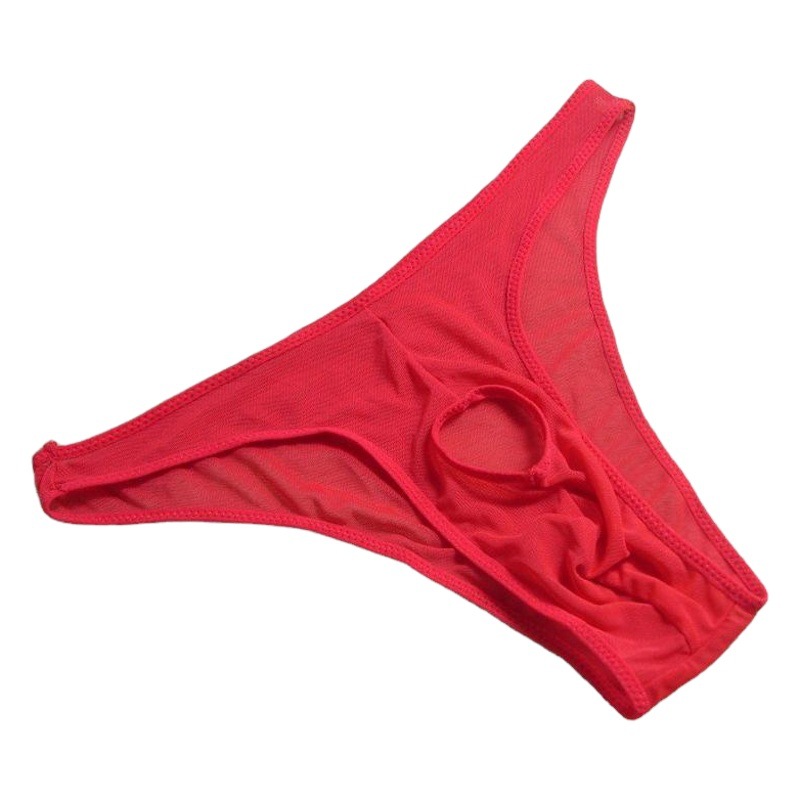 Sexy Underwear Men's Sexy See-Through Underwear High Elastic Mesh Leaky Hole Exposed Jj Briefs T-Pants Thong