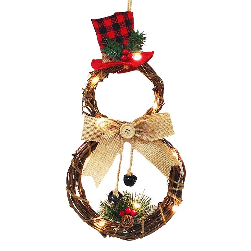 Christmas Gift Supplies Home Decoration Garland Pendant Led Wreath Wall Door Hanging Christmas Rattan Ring Spot Wholesale