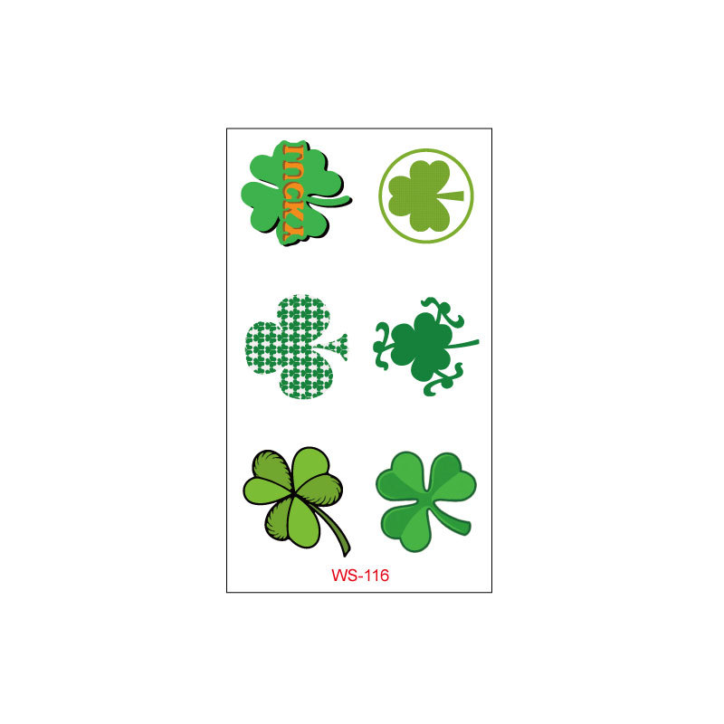 Picture of Cross-border Source Waterproof Sweat Green Hat Clover Face Irish Day Sticker St Patrick's Day Tattoo Sticker