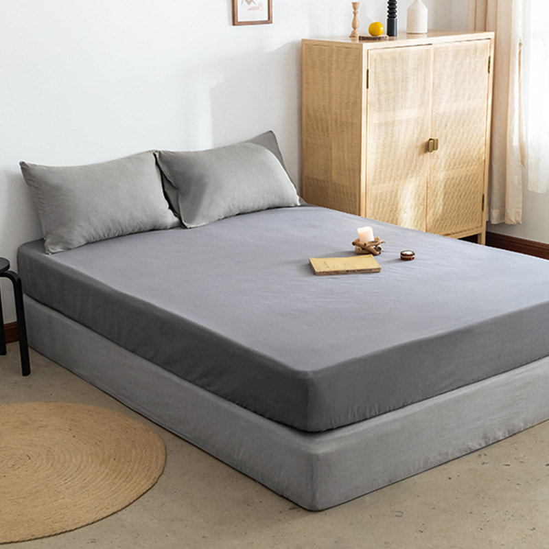 Picture of Strictly Selected Wholesale Solid Color Sanding Bed Cover Household Modern Simple Bed Cover Dormitory Bedding Single-Piece Mattress Cover