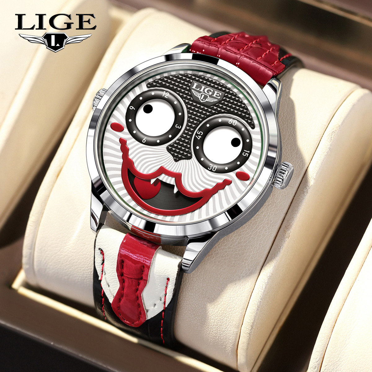 LIGE/LIGE Cross-border Clown Men's Watch European and American Fashion Trend Quartz Waterproof Watch