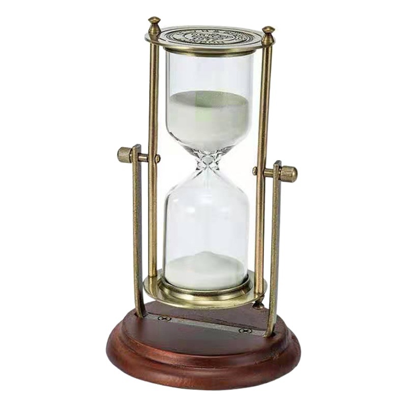 Time Ornaments, High-End Hourglass Timer Ornaments, Retro Wooden Ornaments, Glass Time Timing Hourglass