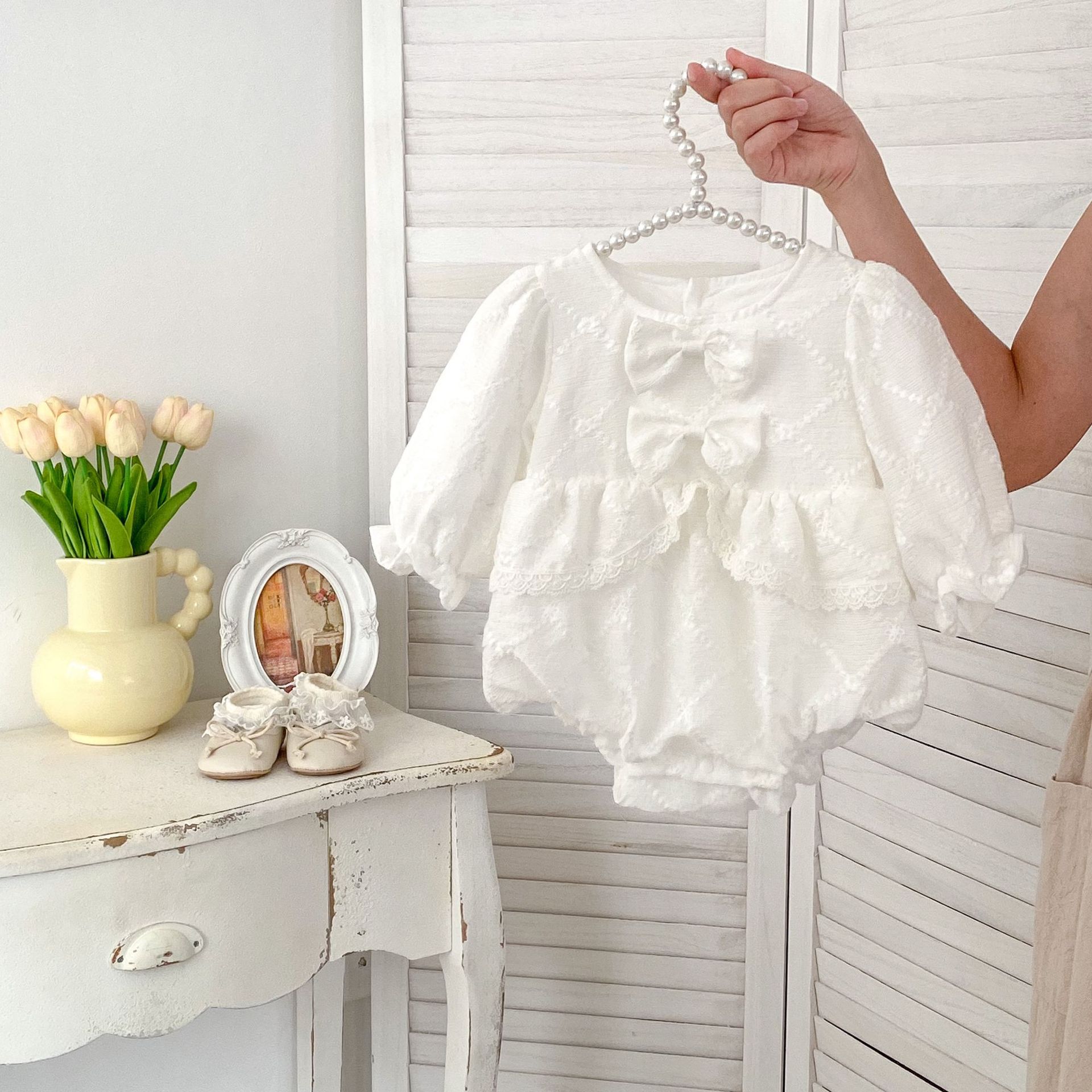 Baby clothes spring new baby girl sweet bow princess ha clothes 1-3 years old baby one year old climbing suit