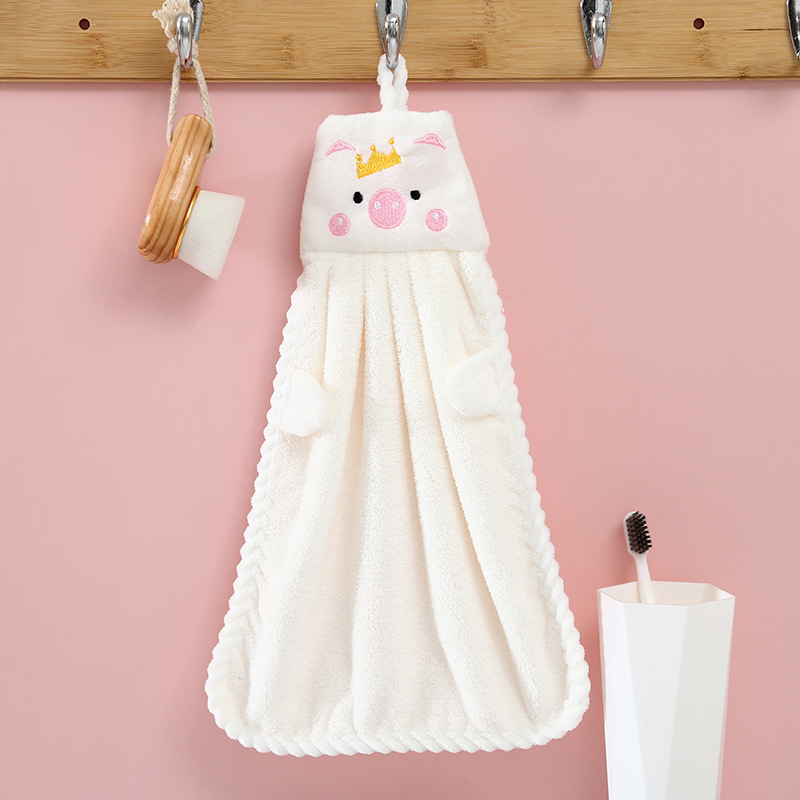 Picture of Hand towel cute hanging coral fleece household absorbent kitchen bathroom children cartoon hand towel factory wholesale