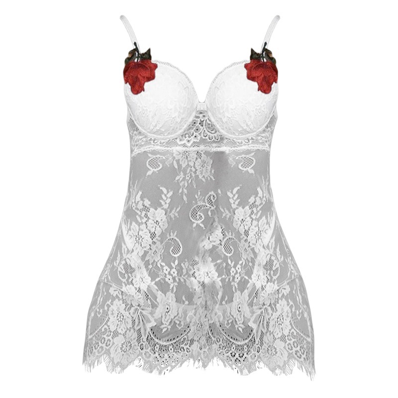 Foreign trade supply September 2022 cross-border new sexy mesh dark pattern thin nightgown sexy suit