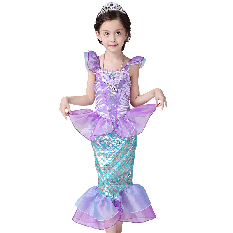 2025 Source Manufacturer Long Hair Princess Dress Children's Dress Dress Halloween Children's Performance Costume Clearance