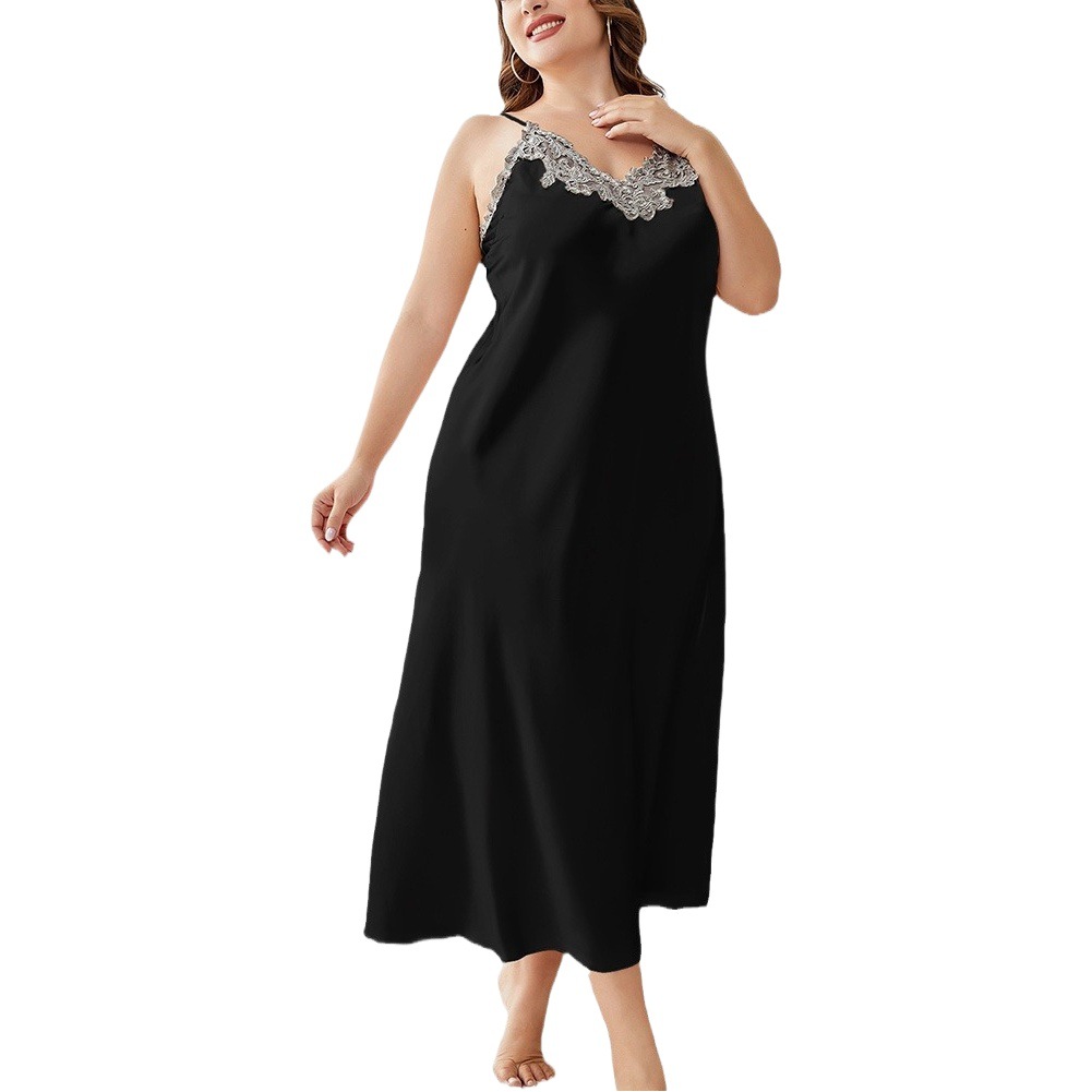 Cross-Border Sexy Large Size Dressing Gown Suspender Nightgown Set Ice Silk Silk Pajamas Home Clothes Nightgown Spring and Summer Pajamas