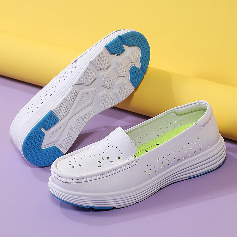 Nurses' shoes leather women's soft bottom breathable not tired feet hospital work shoes in stock spring women's shoes wholesale a generation of hair
