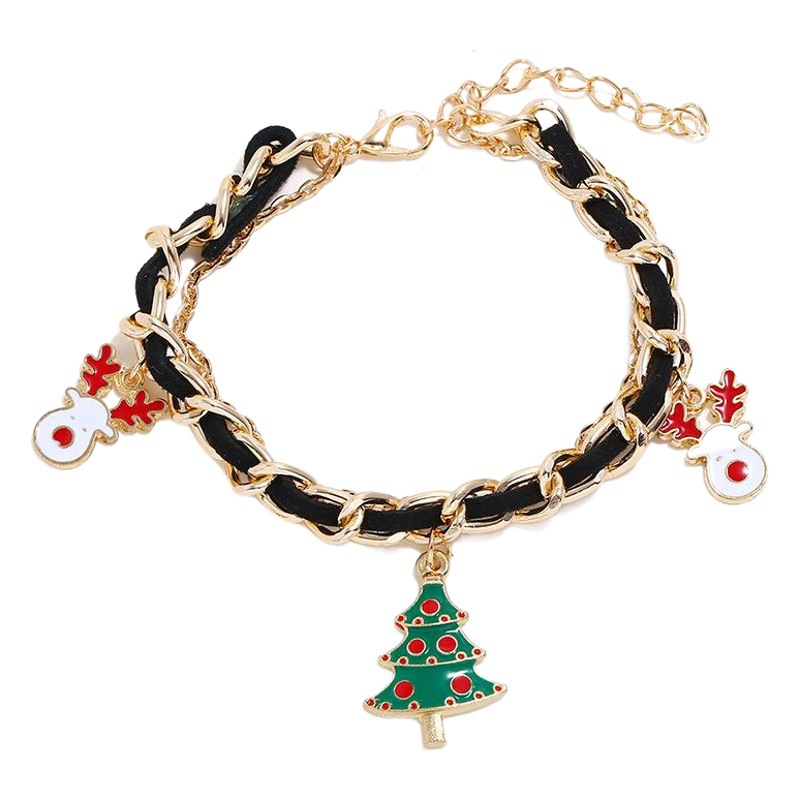 European and American Christmas New Bracelet New Hot Elk Santa Claus Alloy Multi-layer Bracelet Factory Outlet