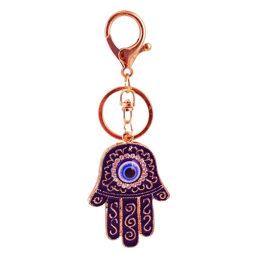 Coolxi Jewelry Creative Rhinestone Dripping Oil Craft Palm Eye Key Chain Key Chain Metal Pendant Gift 1200