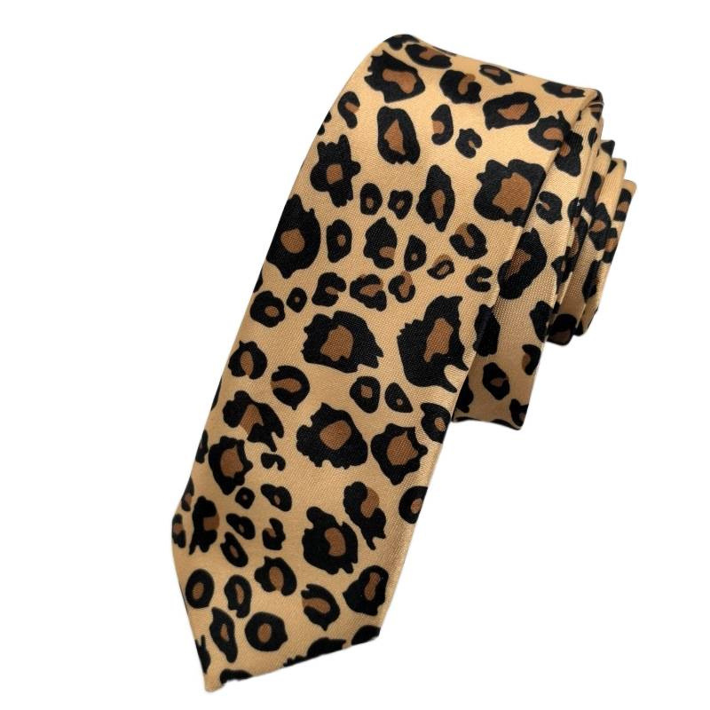 Picture of Ultra-narrow 5cm printed tie leopard print hand-tied unisex casual tie
