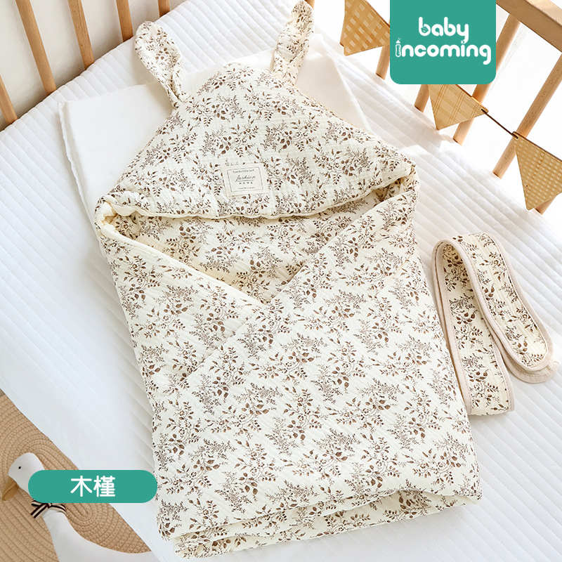 Picture of Baby hugging quilt big rabbit ears newborn bag swaddling baby delivery room small quilt available in four seasons
