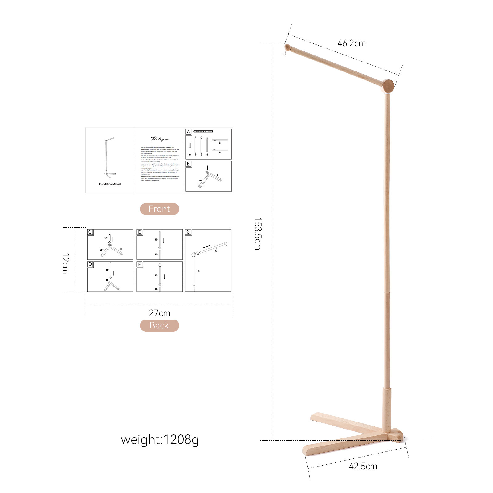 Picture of Amazon Simple Baby Bed Bell Wooden Bracket Mosquito Net Hanging Pole Bed Bell Accessories Newborn Comfort Bed Bell Bracket