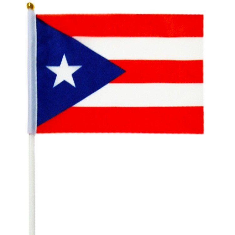 Cross-Border Supply of Puerto Rico Flag 14*21cm Hand-Waving Flag Made of Pongee Fabric, Puerto Rican Flag Hot-Selling Plaid Pattern