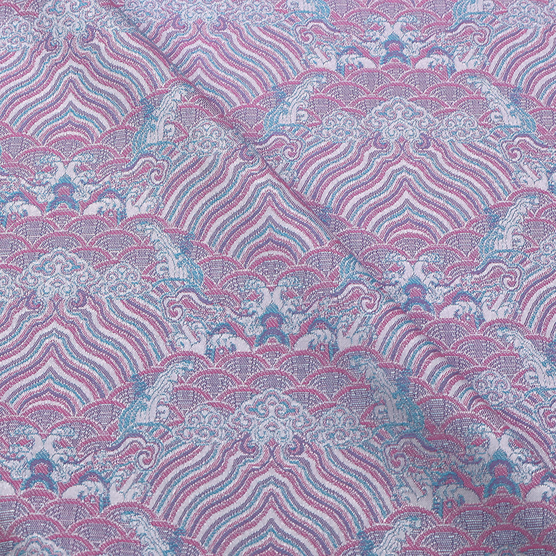 Picture of Sea Wave Water Ripple Brocade Brocade Imitation Song Guofeng Cheongsam Water Wave New Chinese Style High Density Jacquard Fabric Horse Face Dress