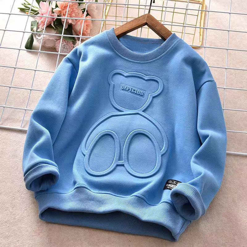 Picture of Children's Clothing Spring and Autumn Boys' Long-sleeved Top Autumn Clothing Large-size Children's Bear T-shirt Children's Autumn Clothes Base Shirt Thin Sweater