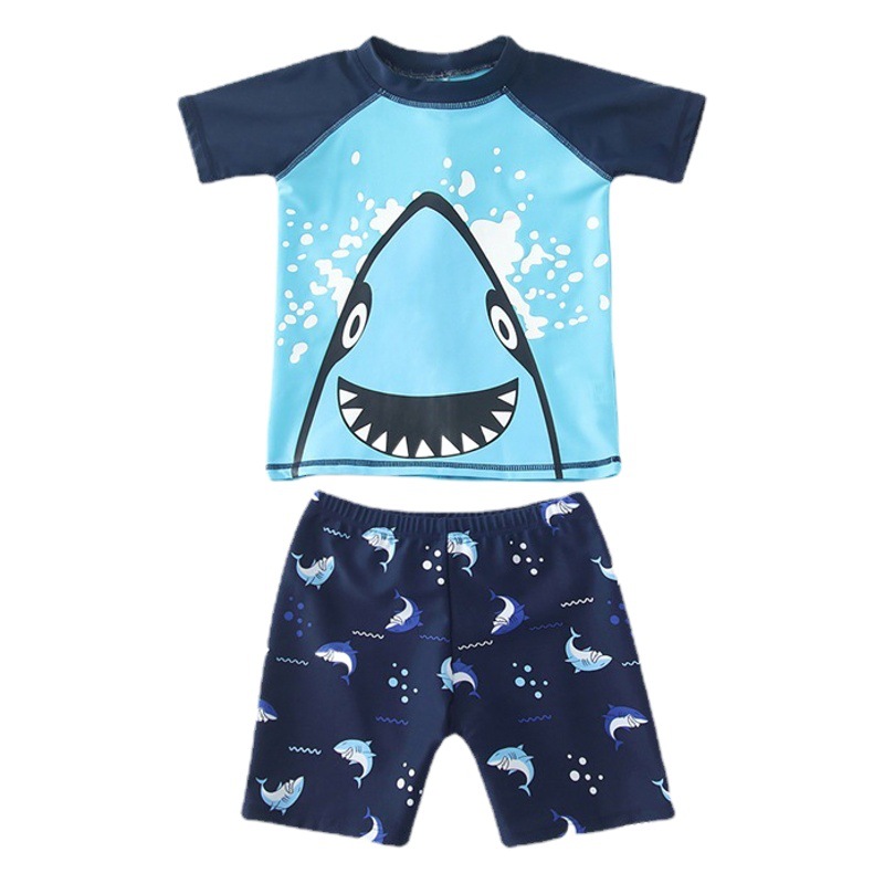 New Kidsren's Swimsuit Boy Shark Baby Kidsren's Swimsuit Boy Split Swimming Trunks Sun Protection Swimsuit 2025