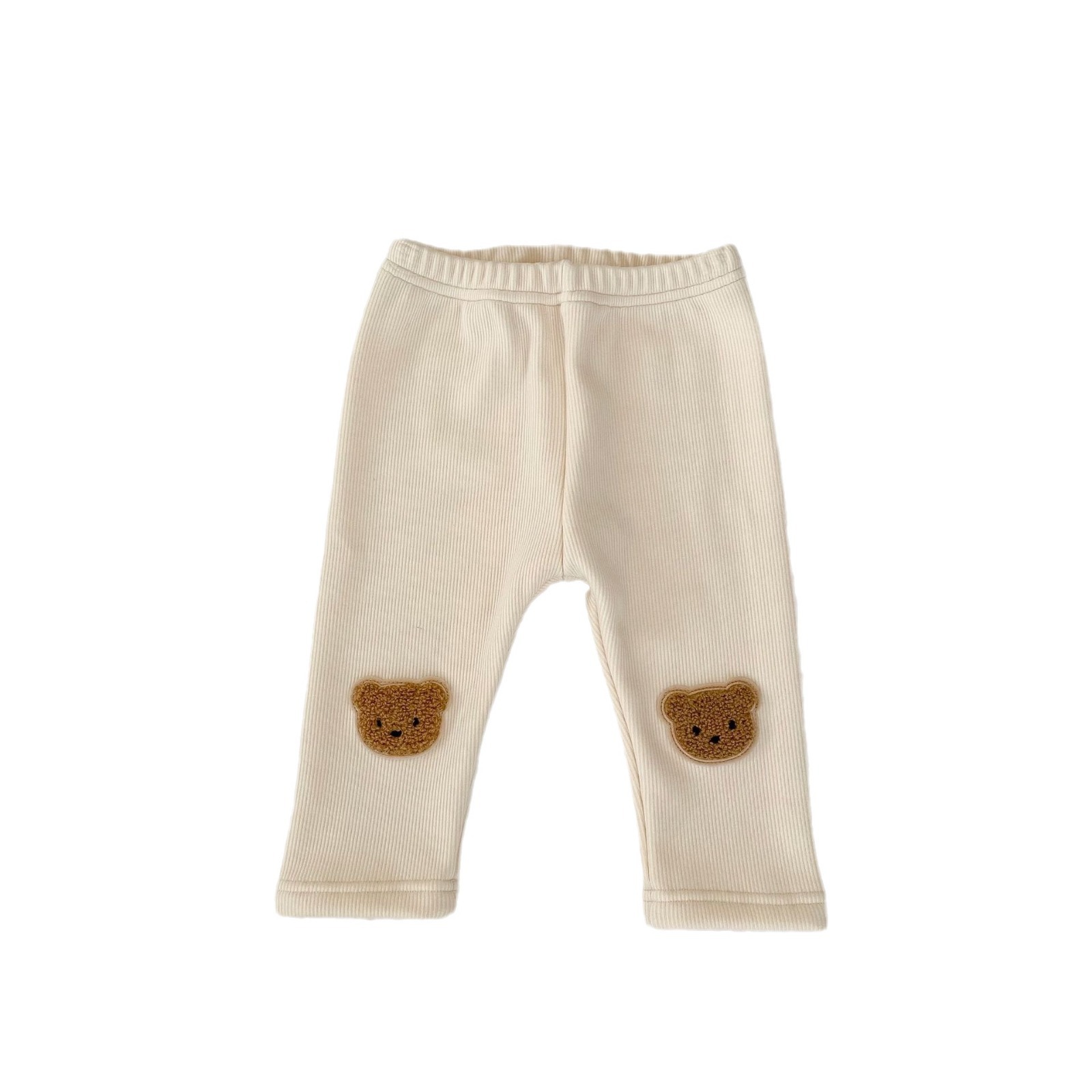 Picture of Winter new boys and girls baby fleece-lined leggings comfortable cute bear three-dimensional embroidered casual warm pants
