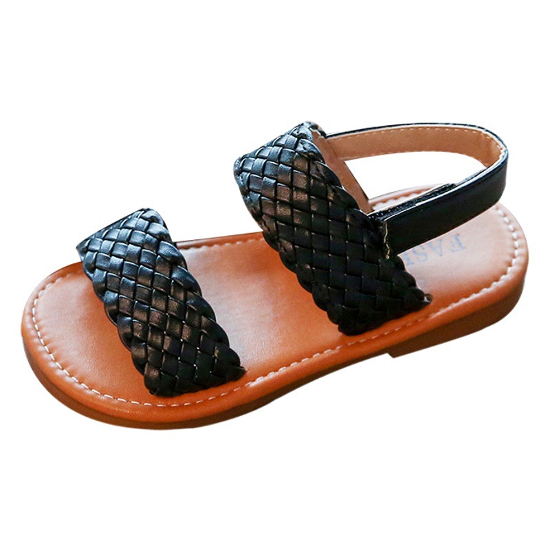 Girls Sandals 2025 Spring and Summer New Korean Style Children's Open Toe Soft Sole Beach Woven Shoes Baby Fashion Princess Shoes